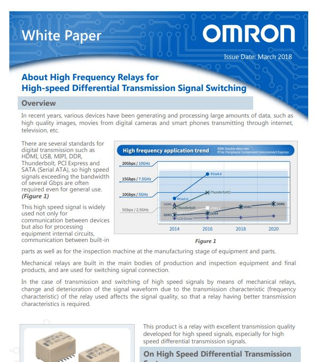 Omron High Frequency Relays for High-speed Differential Transmission Signal Switching Whitepaper